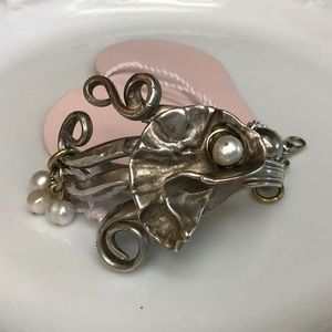 STERLING SILVER FORK OCTOPUS WITH PEARL BRACELET